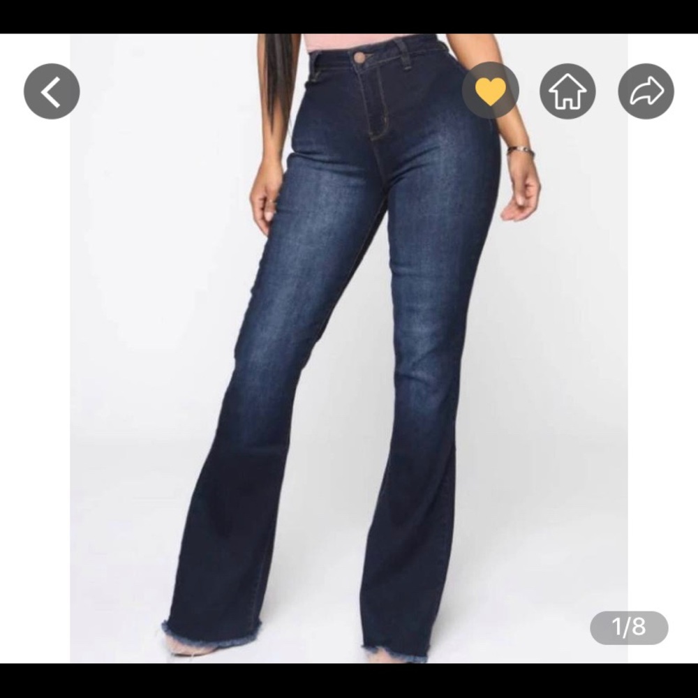 Elastic High Waist Butt Lifting Frayed Flare Jeans